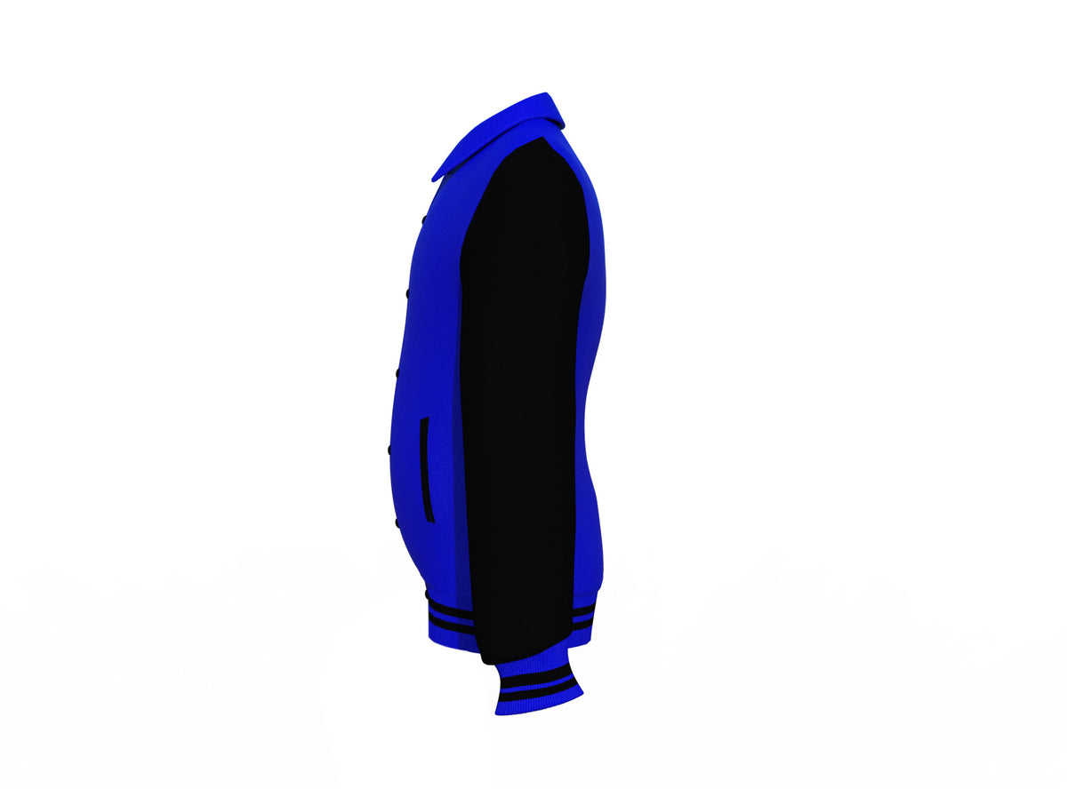 Best Quality Black Sleeves Blue Varsity Letterman Jacket