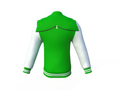 Gold Sleeves Light Green Varsity Letterman Jacket with White Sleeves