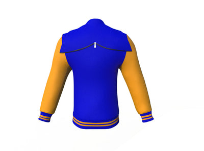 Perfect Gold Sleeves Blue Varsity Letterman Jacket