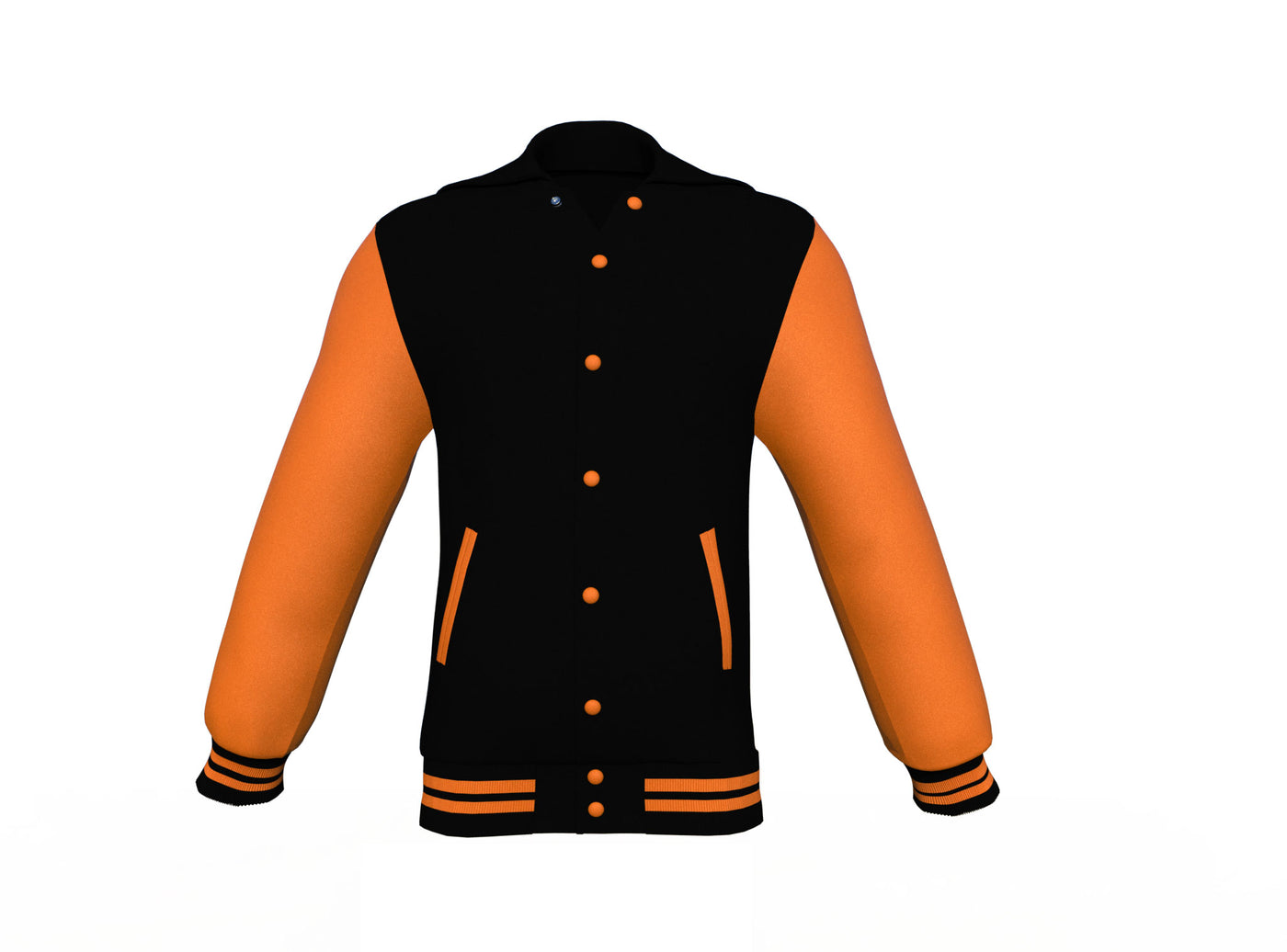 Winter Wear Orange Sleeves Black Varsity Letterman Jacket