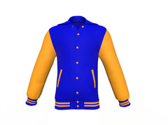 Perfect Gold Sleeves Blue Varsity Letterman Jacket