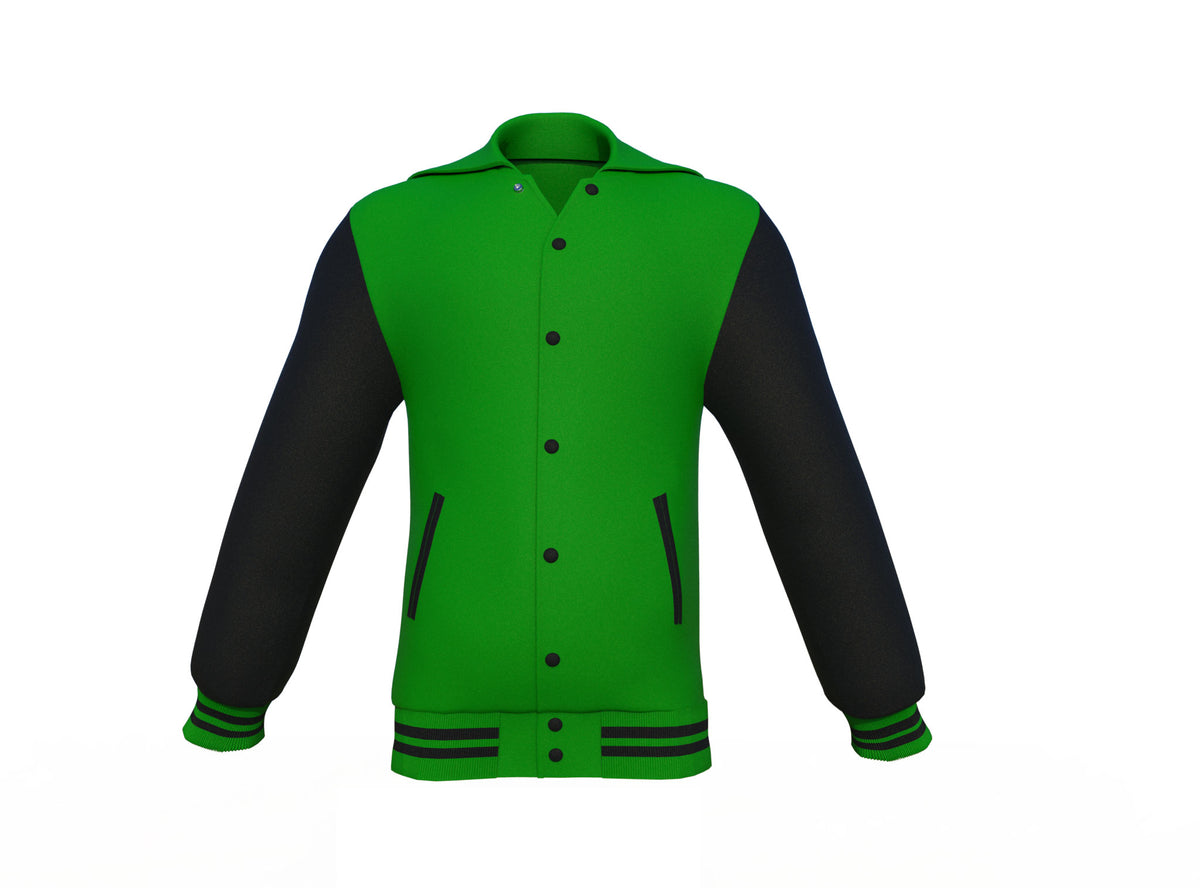 Comfortable Black Sleeves Dark Green Varsity Letterman Jacket