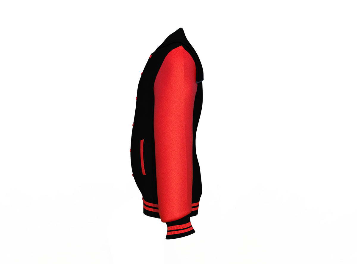 Lightweight Red Sleeves Black Varsity Letterman Jacket