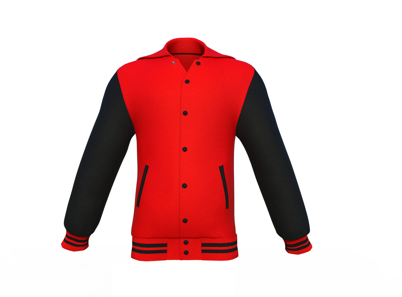 High-Quality Red Varsity Letterman Jacket Black Sleeves