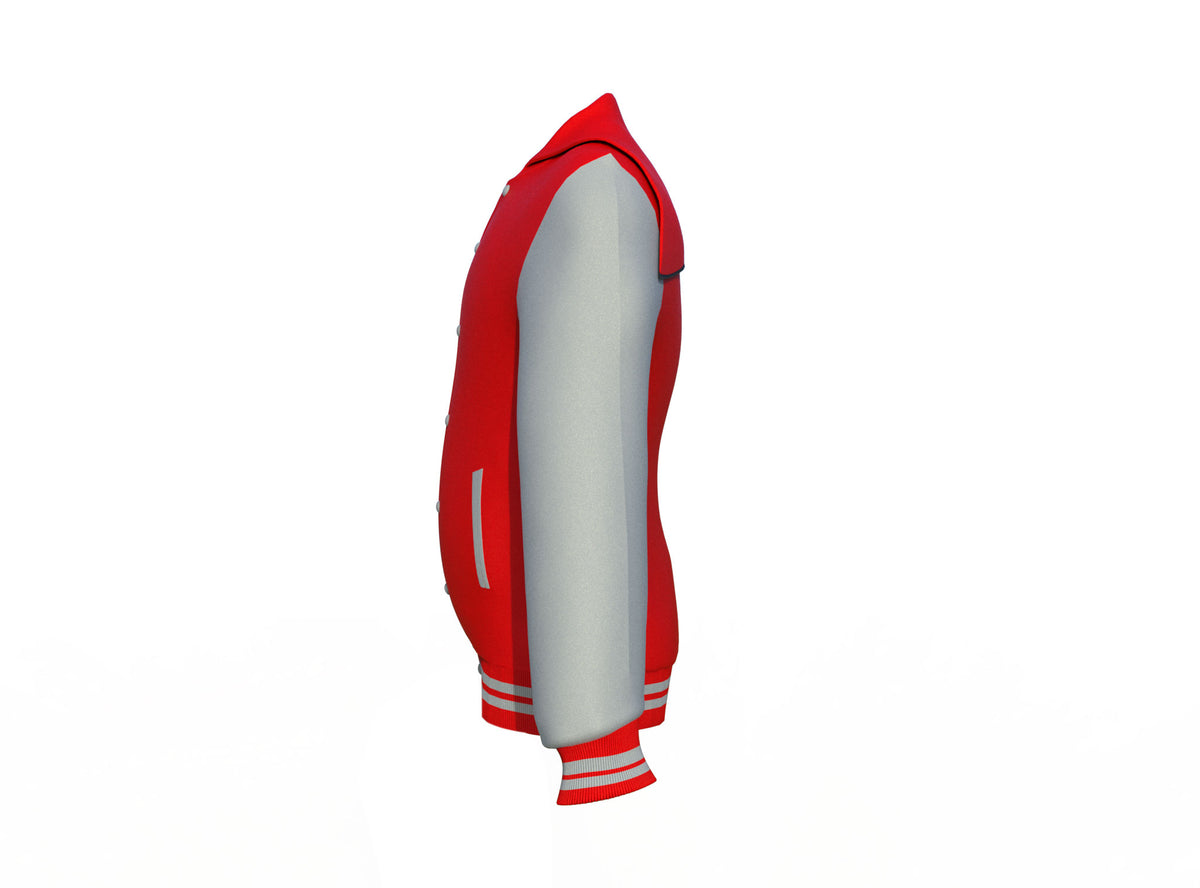 Excellent Design & Comfort Grey Sleeves Red Varsity Letterman Jacket