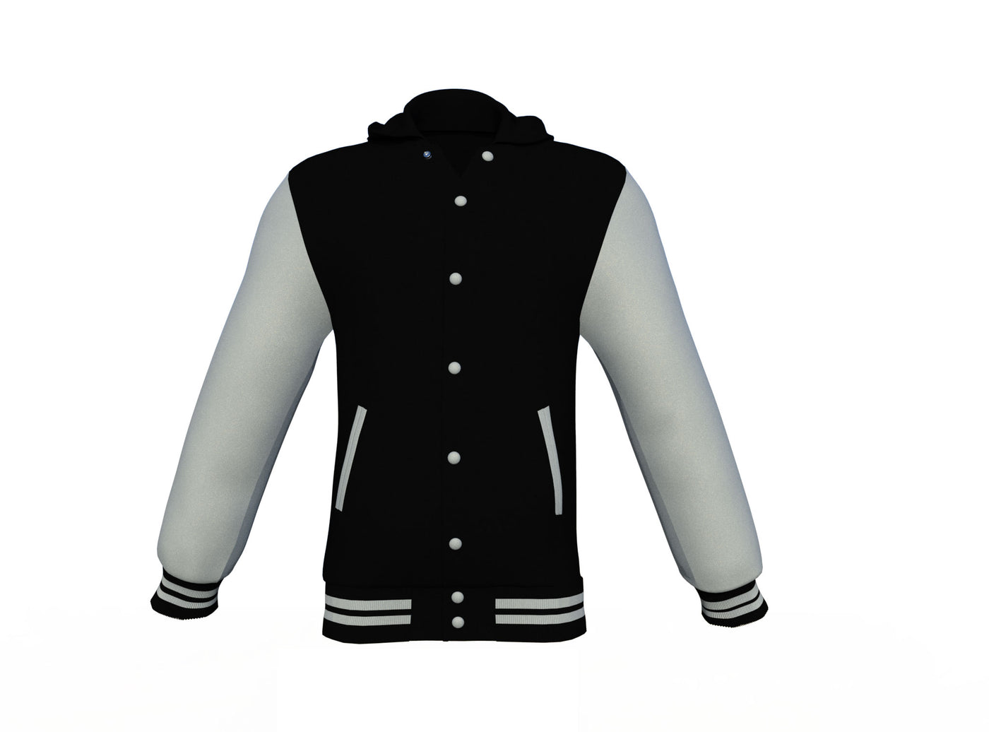 Puffer Black Varsity Letterman Jacket with Grey Sleeves