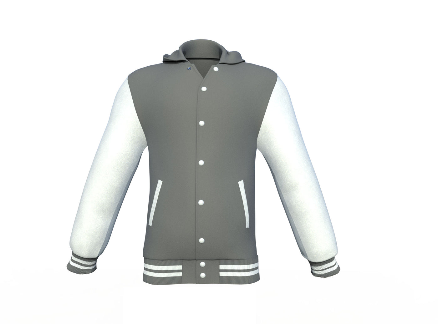 Softshell White Sleeves Grey Varsity Letterman Jacket