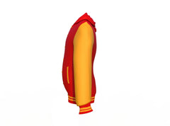 Comfortable Gold Sleeves Red Varsity Letterman Jacket