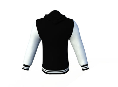 Comfortable Black Varsity Letterman Jacket with White Sleeves