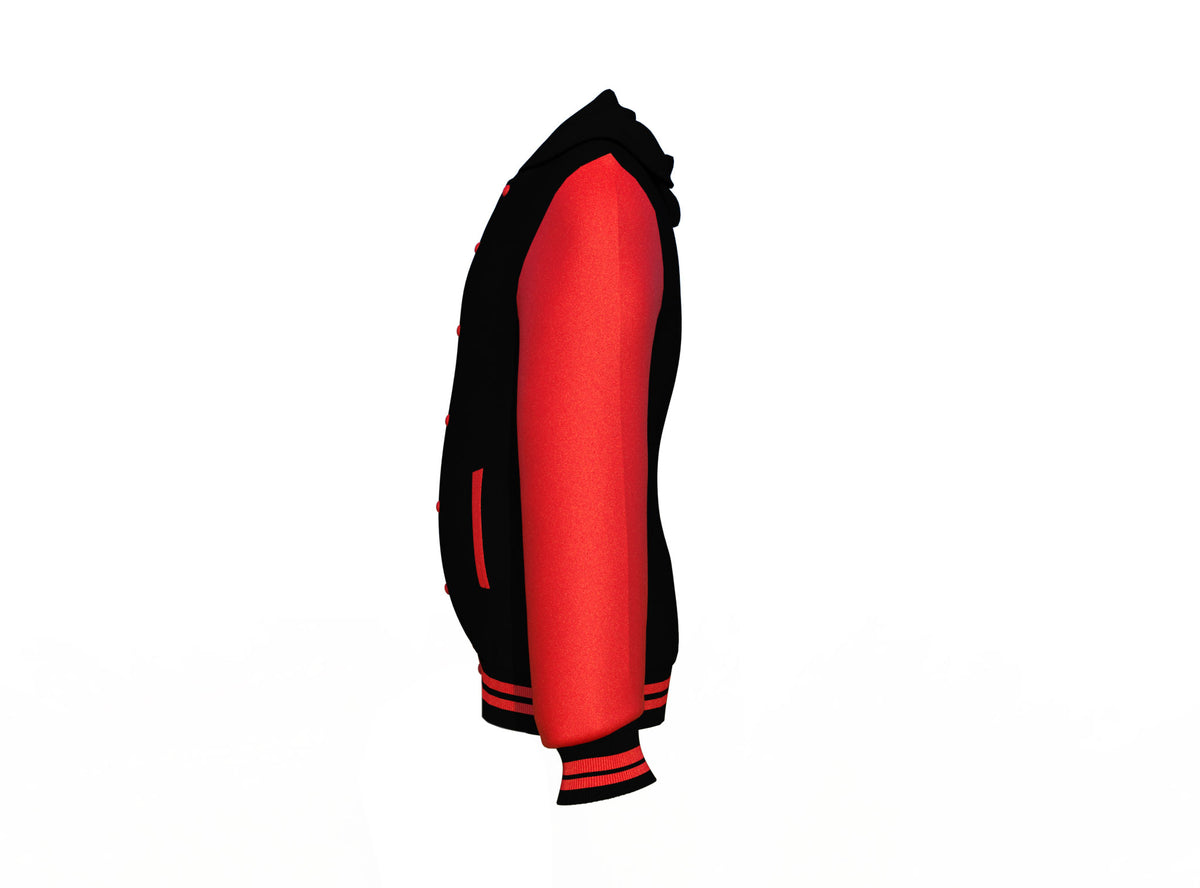 Lightweight Red Sleeves Black Varsity Letterman Jacket