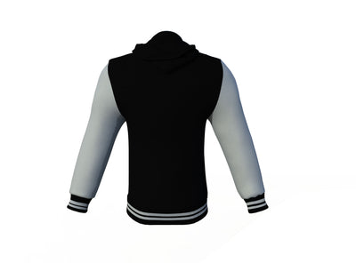 Puffer Black Varsity Letterman Jacket with Grey Sleeves