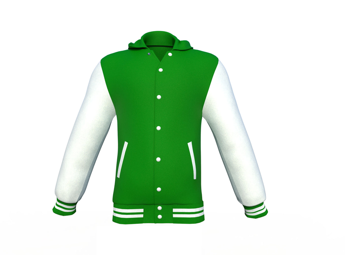 Stylish Dark Green Varsity Letterman Jacket with White Sleeves