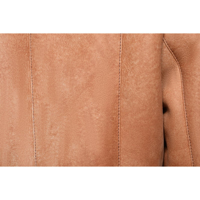 Kristy Vintage Cognac Womens Crop Shearling Bomber Jacket