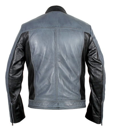 Unisex Stylish Android Black and Grey Leather Jacket