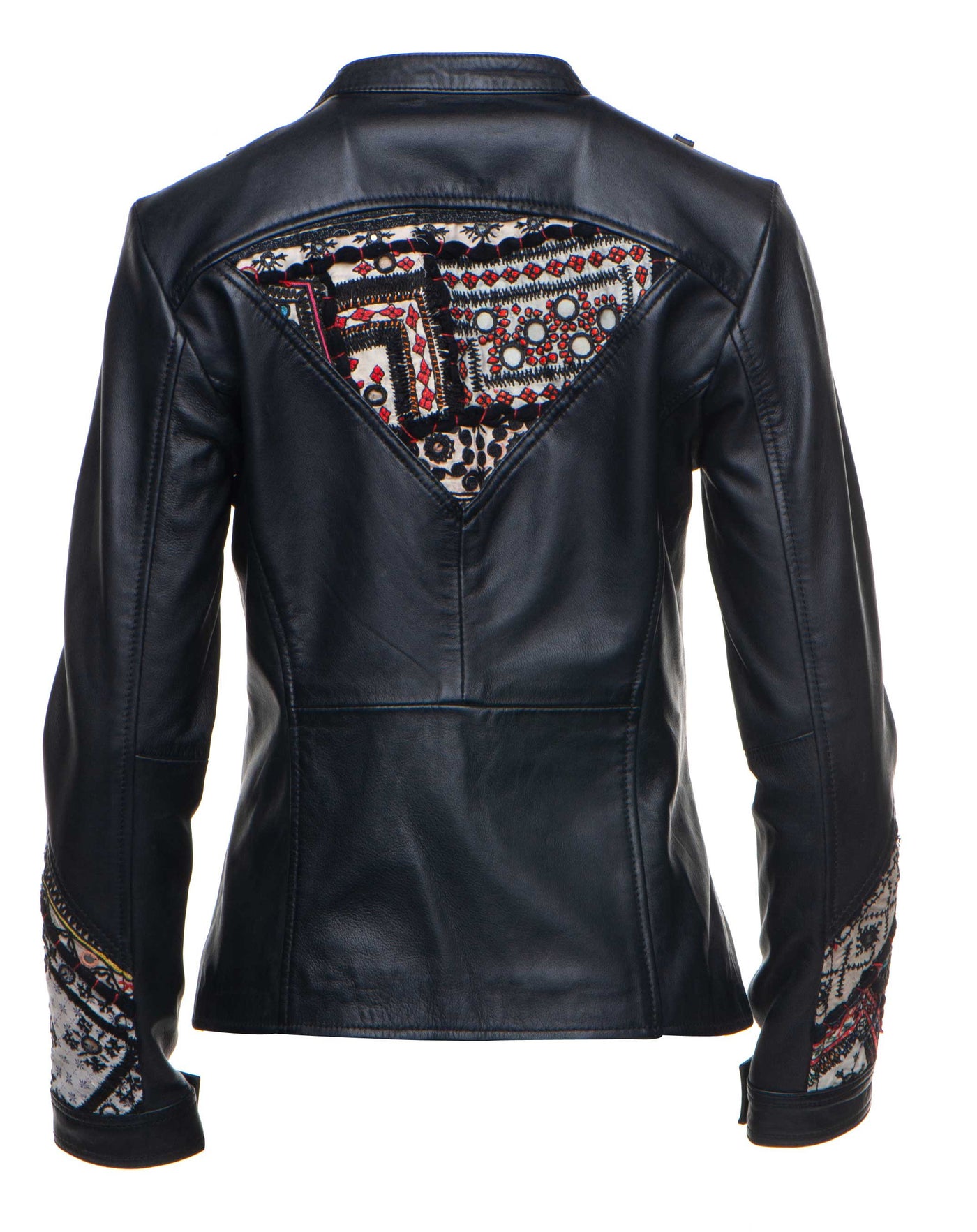 Fashionable Delilah's tribal Hand Embroidered chic leather jacket