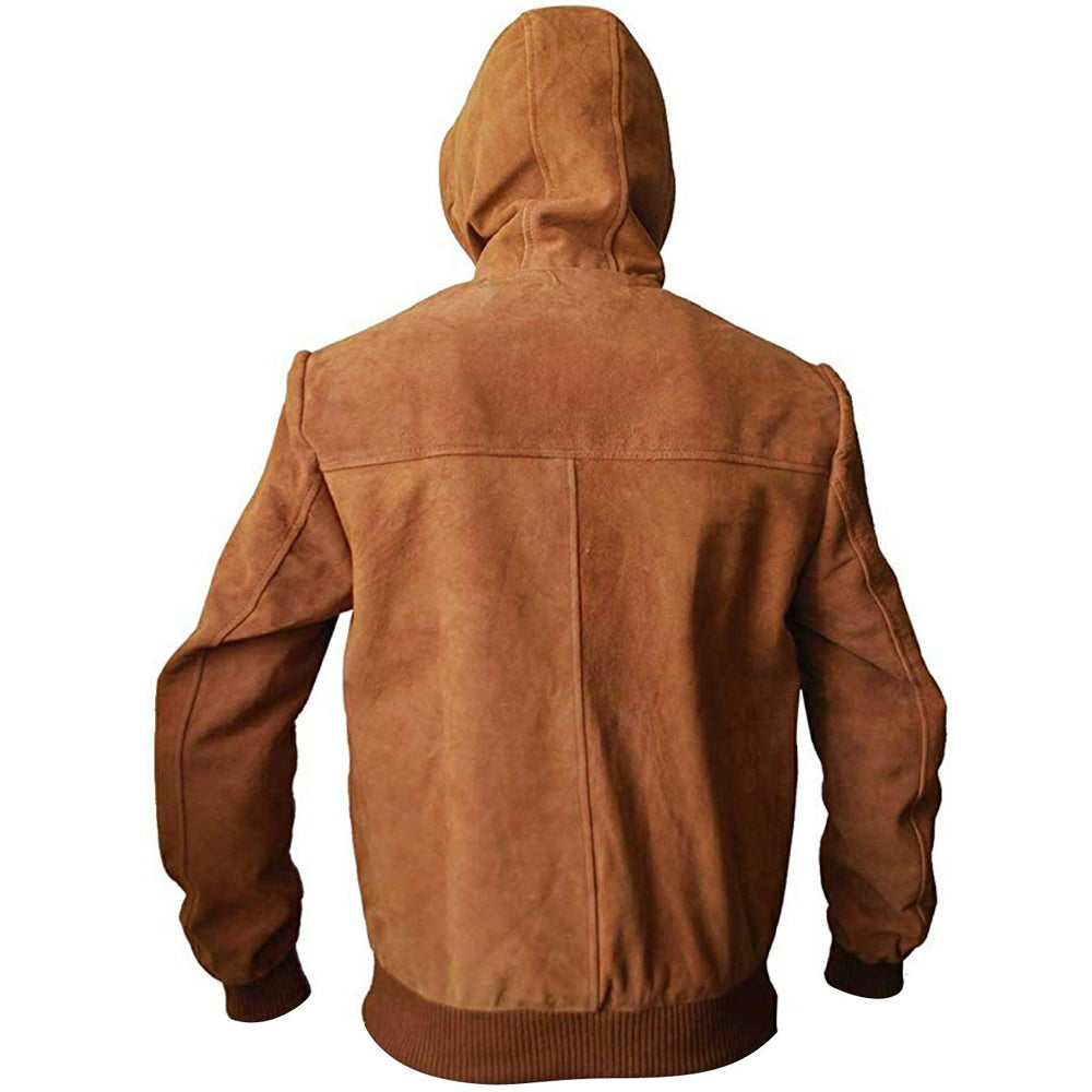 Protected Marek Tan Leathern Hoodie Suede