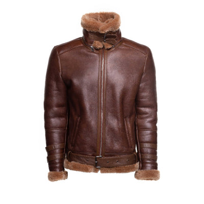 A Waist Belt Phans Brown Aviator bomber shearling jacket