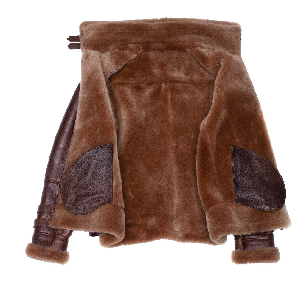 A Waist Belt Phans Brown Aviator bomber shearling jacket