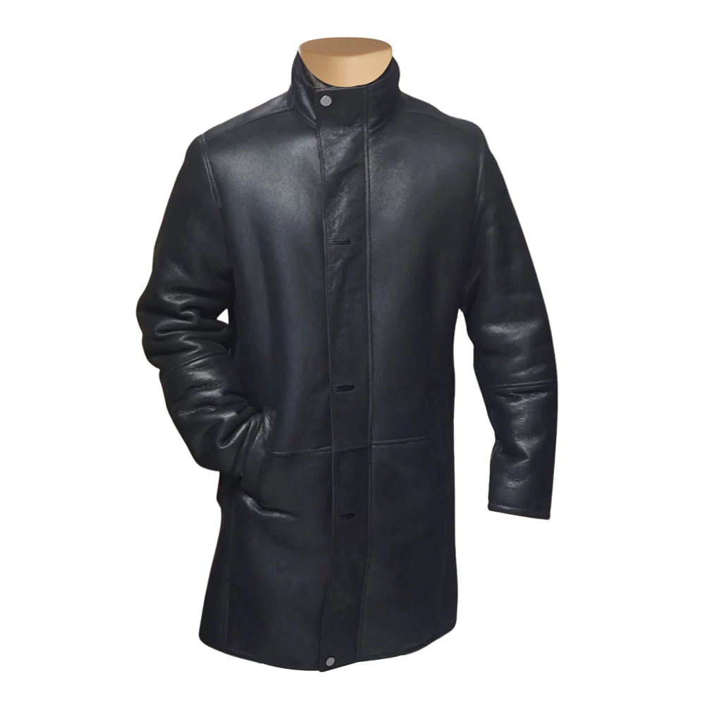 Black Ralphs Long Shearling Coat for Men