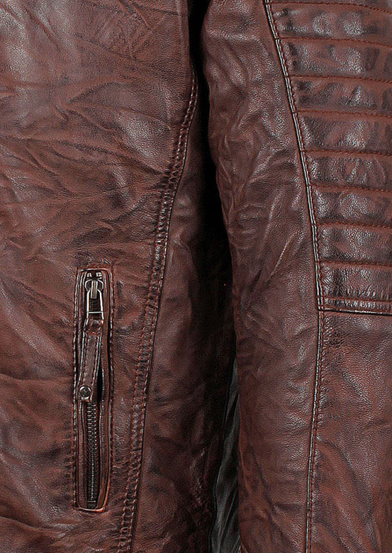 Wrinkled Comfortable Brown Leather Jacket for Men