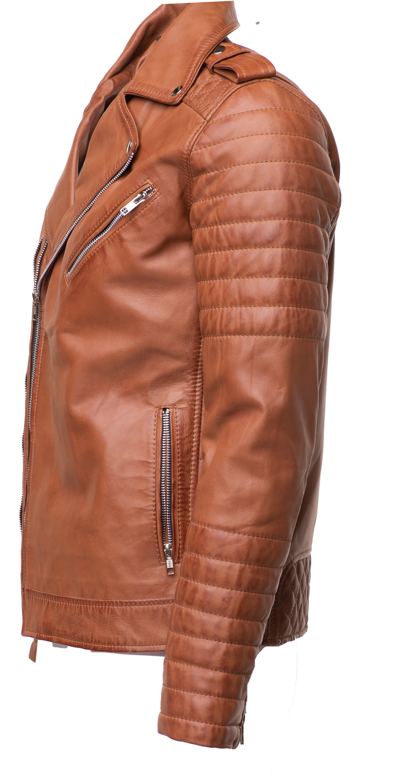 Protected Tan Quilted Biker Jacket