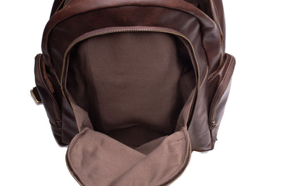 High Class Slim Dark Brown laptop leather Backpack