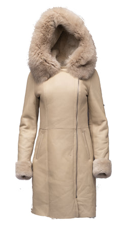 Style Gracie's Shearling Hooded Jacket with Fox Fur