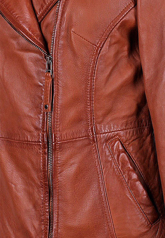 Women's Faux Alden Cognac Leather Jacket