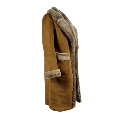 Sabina Tobacco Long Shearling Coat